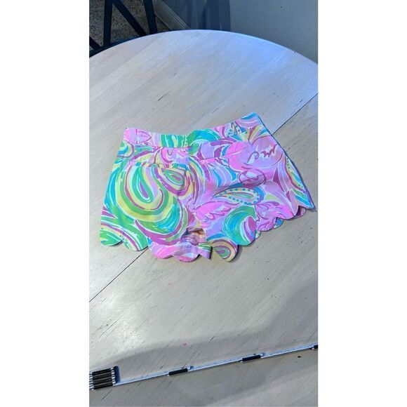 LILLY PULITZER BUTTERCUP SCALLOP TRIM FLAMINGO PAISLEY WOMENS SZ 0 - Picture 6 of 8